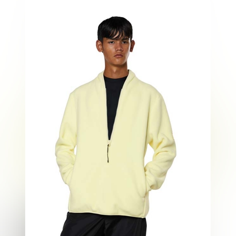 RAINS Unisex Pale Yellow Microfleece Half Zip Pullover Jacket L NWT Streetwear